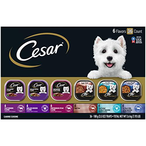 Cesar Wet Dog Food Variety Pack Classic Loaf & Home Delights 3.5 oz Pack of 36