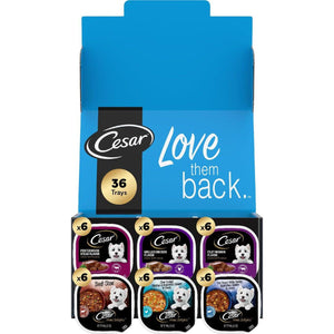 Cesar Wet Dog Food Variety Pack Home Delights and Classic Loaf 3.5 oz 36 Count Pack of 2
