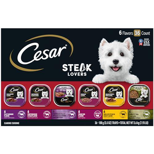 Cesar Steak Lovers Wet Dog Food Variety Pack 3.5 oz Trays Real Meat 36 Count