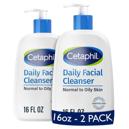 Cetaphil Cetaphil Face Wash, Daily Facial Cleanser For Sensitive, Combination To Oily Skin, NEW 16 Oz 2 Pack, Gentle Foaming, Soap Free, Hypoallergenic