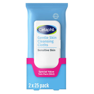 Cetaphil Cetaphil Face And Body Wipes, Gentle Skin Cleansing Cloths, 50 Count, Twin Pack, For Dry, Sensitive Skin, Flip Top Closure, Great For The Gym, Travel, In The Car, Hypoallergenic, Fragrance Free