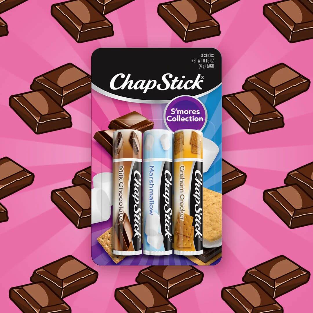 ChapStick S'mores Collection Graham Cracker/Marshmallow/Milk Chocolate Lip Balm (Pack Of 3) 4g Each,305732017242