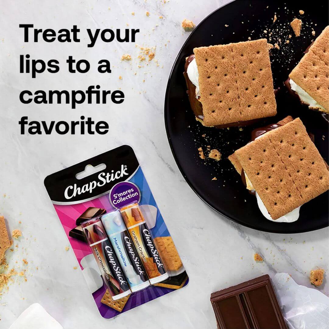 ChapStick S'mores Collection Graham Cracker/Marshmallow/Milk Chocolate Lip Balm (Pack Of 3) 4g Each,305732017242