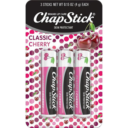 ChapStick ChapStick Classic Skin Protectant Flavored Lip Balm Tube, Cherry Flavor, 0.15 Ounce (Pack Of 3)
