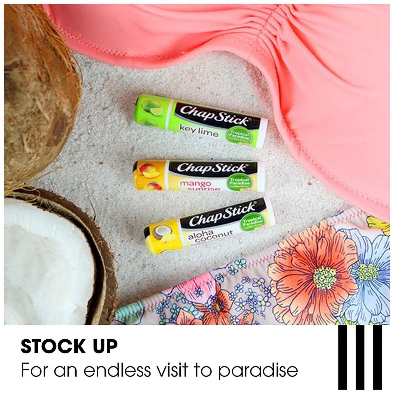 ChapStick Lip Care Set, Tropical Paradise Collection 3-Pack Mango Sunrise, Key Lime And Aloha Coconut Lip Balm, 0.15 Oz Ea,Does not Apply