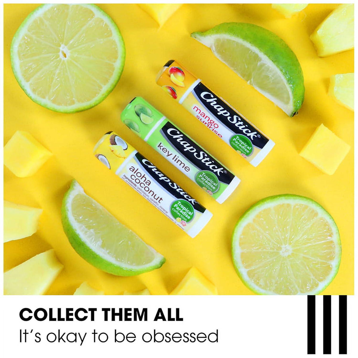 ChapStick Lip Care Set, Tropical Paradise Collection 3-Pack Mango Sunrise, Key Lime And Aloha Coconut Lip Balm, 0.15 Oz Ea,Does not Apply