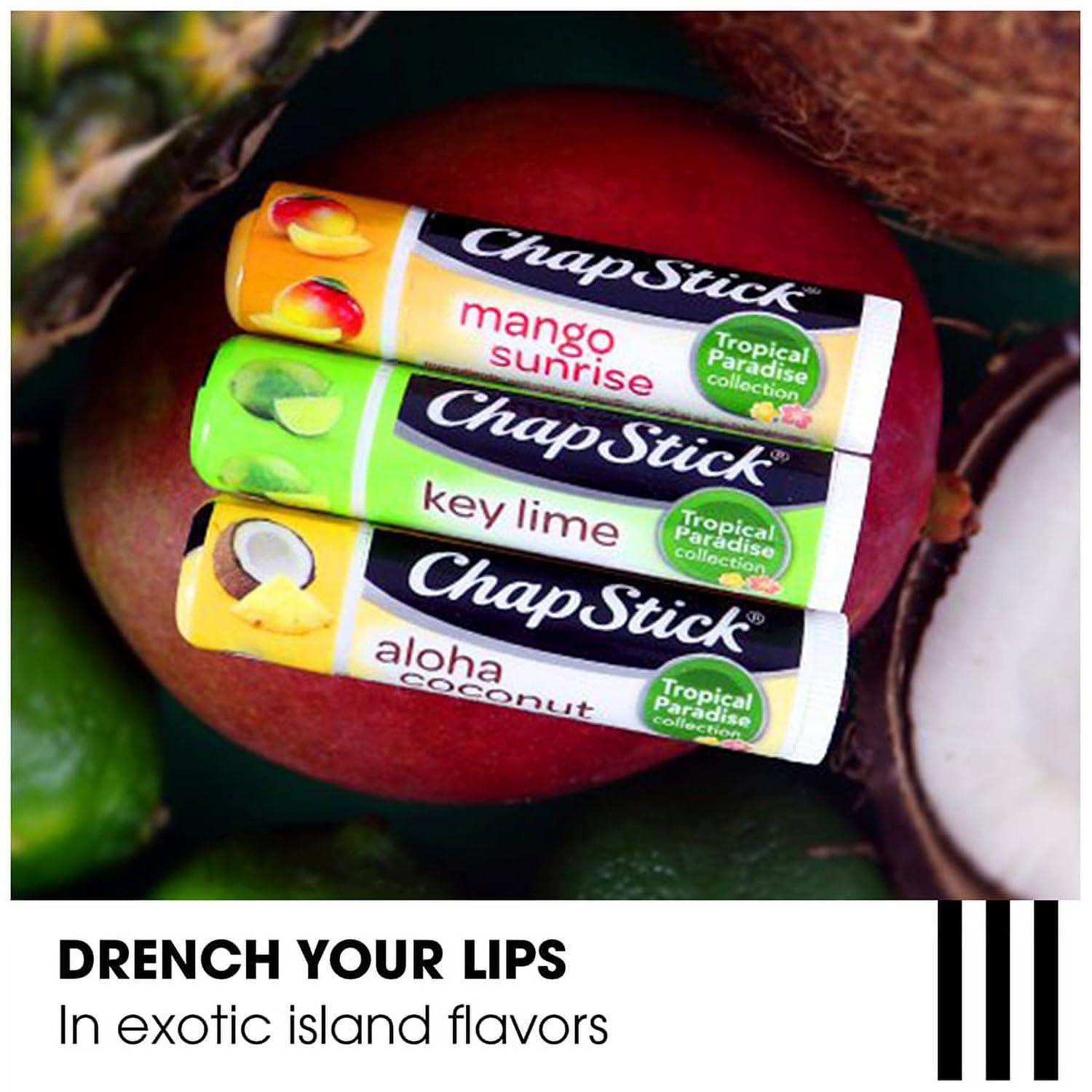 ChapStick Lip Care Set, Tropical Paradise Collection 3-Pack Mango Sunrise, Key Lime And Aloha Coconut Lip Balm, 0.15 Oz Ea,Does not Apply
