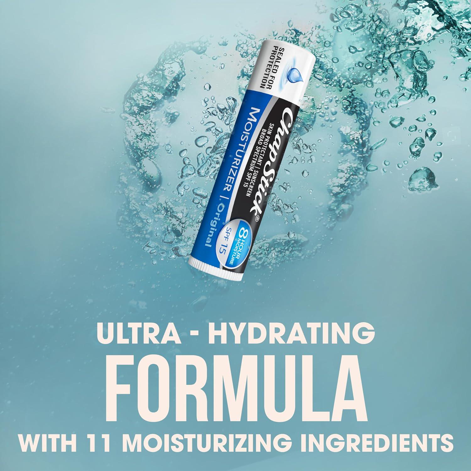 ChapStick Moisturizer Original Lip Balm Tubes, SPF 15 And Skin Protectant - 0.15 Oz, 3 Count (Pack Of 1),