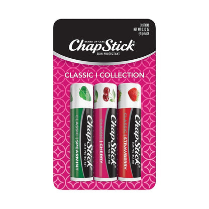 ChapStick Classic Collection Strawberry/Cherry/Spearmint Lip Balm (Pack Of 3) 4g Each