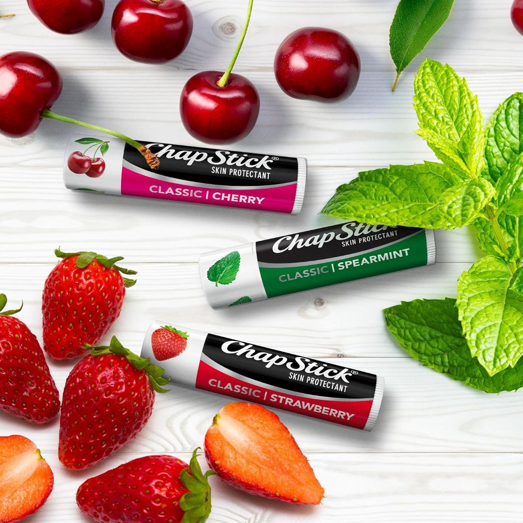 ChapStick Classic Collection Strawberry/Cherry/Spearmint Lip Balm (Pack Of 3) 4g Each