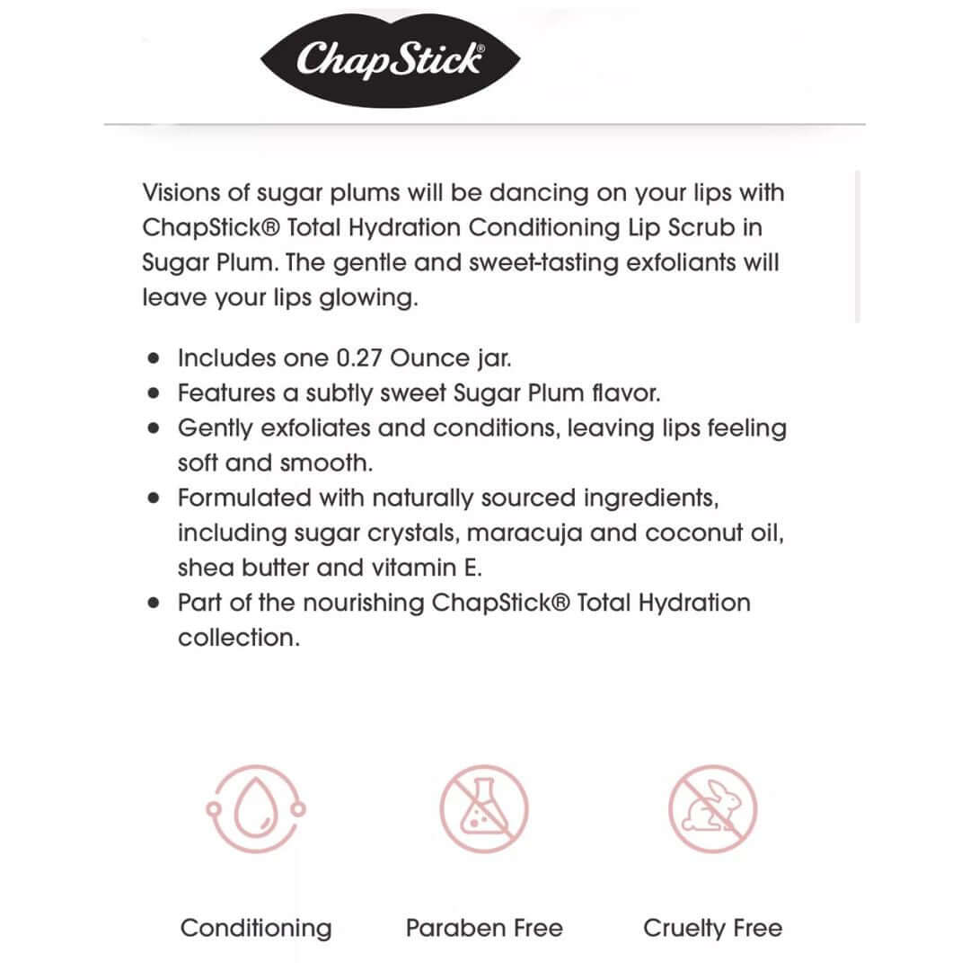 ChapStick Total Hydration Sugar Plum Conditioning Lip Scrub 7.5g,305730122122