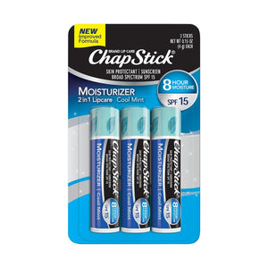 ChapStick Moisturizer Cool Mint SPF 15 Lip Balm (Pack Of 3) 4g Each