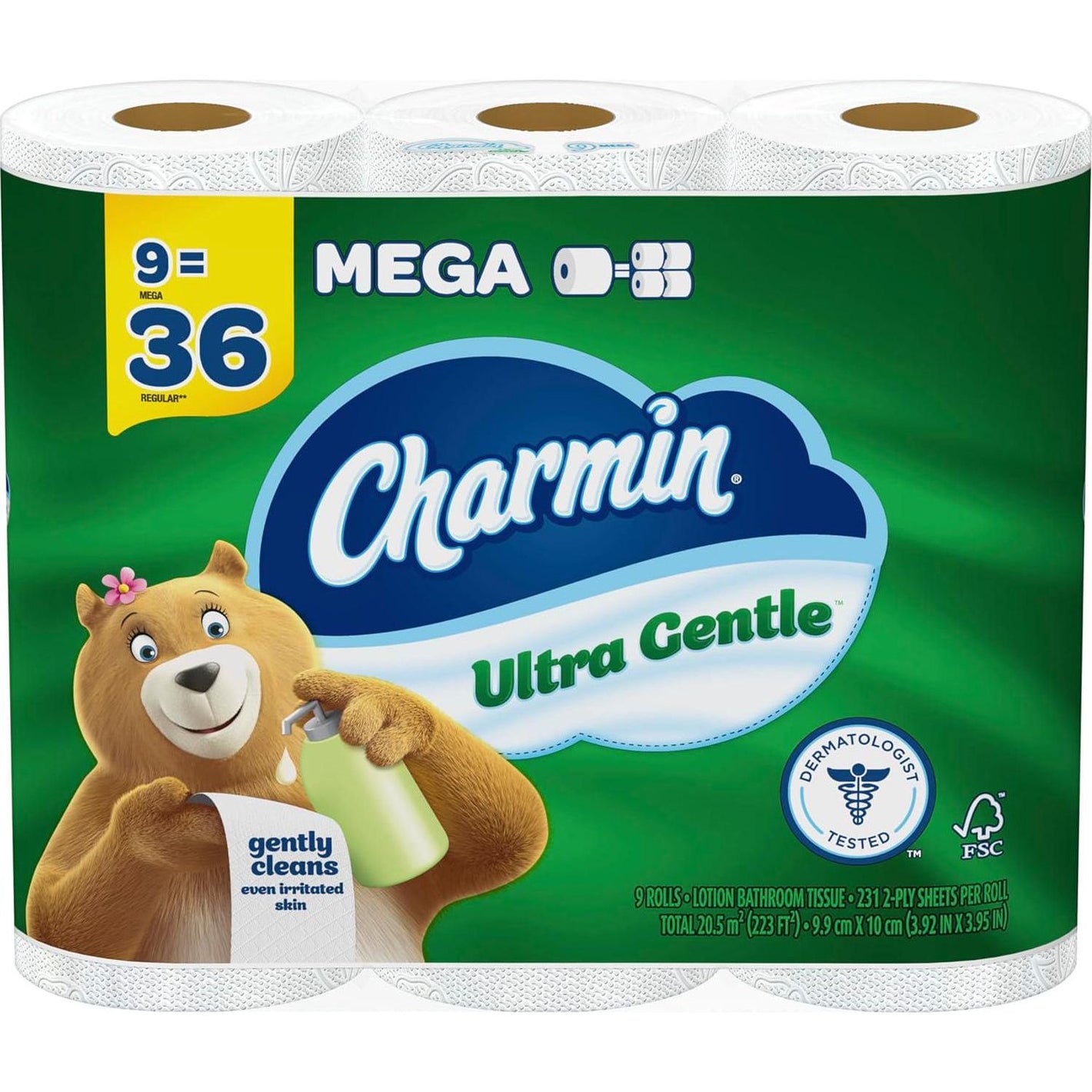 Charmin Ultra Gentle Toilet Paper, 9 Mega Rolls, 231 Sheets per Roll