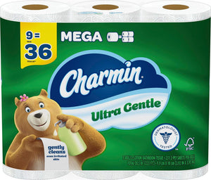 Charmin Ultra Gentle Toilet Paper, 9 Mega Rolls, 231 Sheets per Roll