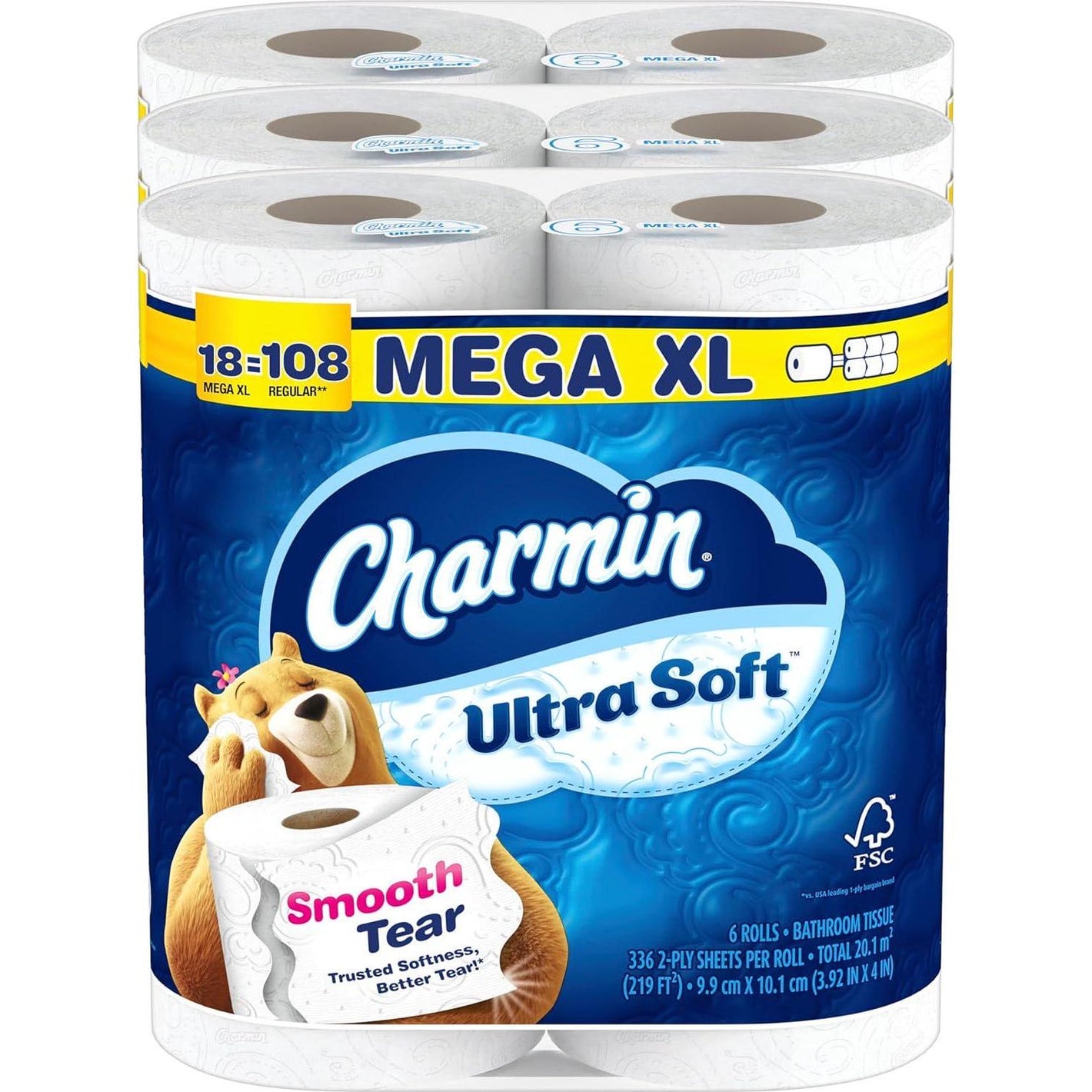 Charmin Ultra Soft Toilet Paper, 18 Mega XL Rolls (108 Regular Rolls)