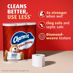 Charmin Ultra Strong Toilet Paper, 6 Mega Rolls, 220 Sheets Per Roll, Strong & Durable for Deep Clean