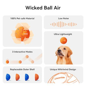 Cheerble Wicked Ball Air Interactive Dog Toy Bouncing Spinning Waterproof for Medium and Large Dogs