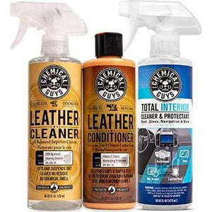 Chemical Guys SPI1091601 Leather Cleaner And Conditioner Leather And Interior Care Bundle + SPI22016 Total Interior Cleaner And Protectant, Safe For Cars, Home, Office, And More (16 Fl Oz) 3 Items,