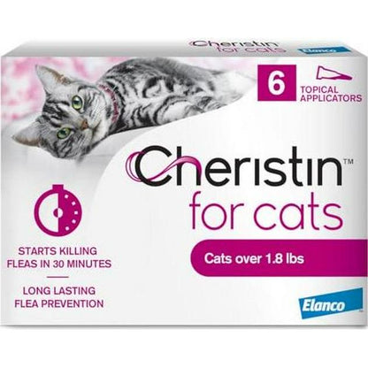Cheristin Flea Treatment for Cats Over 1.8 lbs, Fast-Acting, Topical, 6 Ct Pack, Vet-Recommended