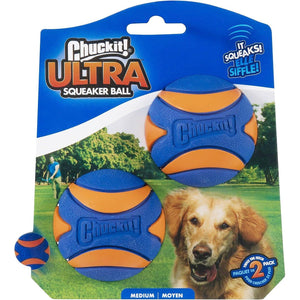 Chuckit Ultra Squeaker Balls for Dogs Medium Size 2.5” Pack of 2 Bouncy & Durable