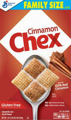 Chex Cinnamon Chex Cereal, Gluten-Free Breakfast Cereal, Made with Whole Grain, Family Size, 192oz