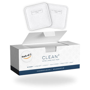 Clean Skin Club Clean Skin Club Clean² Pads 2.0 [NEW And IMPROVED EDGES] Guaranteed Not To Shed And Tear, Unique Triple Layers, Textured Side And Ultra Soft Side, Organic Disposable Cotton, Pair With Makeup Remover 2 Pack
