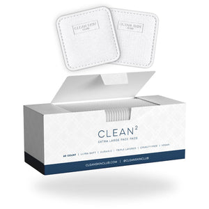 Clean Skin Club Clean Skin Club Clean² Pads 2.0 [NEW And IMPROVED EDGES] Guaranteed Not To Shed And Tear Face Pads, Unique Triple Layers, Textured And Ultra Soft Side, Organic Disposable Cotton, Pair With Makeup Remover