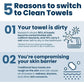 Clean Skin Club Clean Towels XL , 100% USDA Biobased Face Towel, Disposable Face Towelette, Eczema Association Accepted, Makeup Remover Dry Wipes, Ultra Soft, 50 Ct, 1 Pack