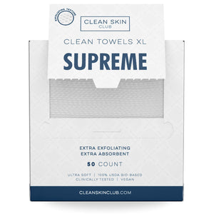 Clean Skin Club Clean Skin Club Clean Towels XL Supreme, 100% USDA Biobased Face Towel, Disposable Face Towelette, Eczema Association Accepted, Makeup Remover Dry Wipes, Ultra Soft, 50 Ct, 1 Pack