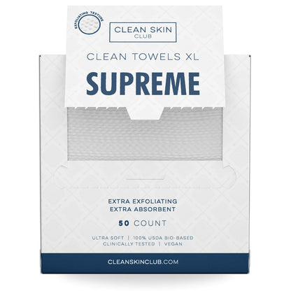 Clean Skin Club Clean Skin Club Clean Towels XL Supreme, 100% USDA Biobased Face Towel, Disposable Face Towelette, Eczema Association Accepted, Makeup Remover Dry Wipes, Ultra Soft, 50 Ct, 1 Pack