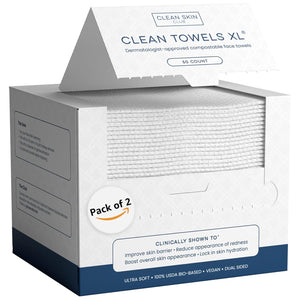Clean Skin Club Clean Skin Club Clean Towels XL , 100% USDA Biobased Face Towel, Disposable Face Towelette, Eczema Association Accepted, Makeup Remover Dry Wipes, Ultra Soft, 100 Ct, 2 Pack