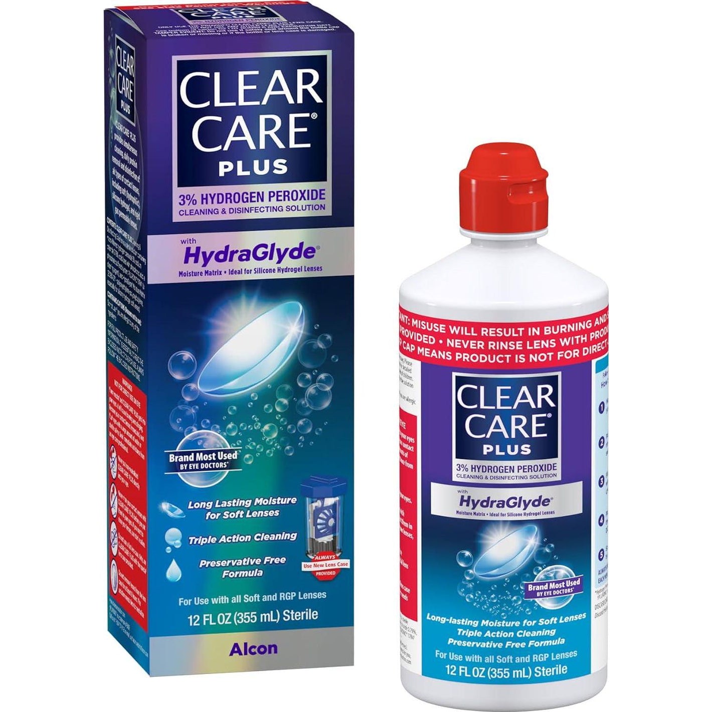 Clear Care Clear Care Plus Cleaning And Disinfecting Solution With Lens Case, Clear, 12 Fl Oz