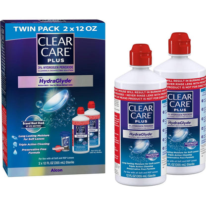 Clear Care Plus Cleaning Solution with Lens Case, Twin Pack, 12oz Each