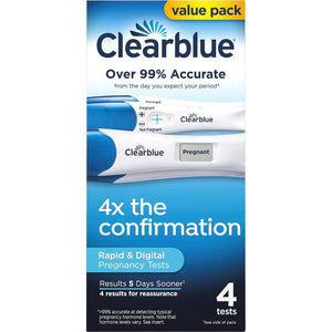 Clearblue Pregnancy Test Combo Pack, 4 Count, Digital with Smart Countdown & Rapid Detection