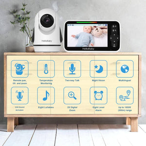 HelloBaby 5 Inch LCD Display & 2.4GHz Wireless Technology Video Baby Monitor