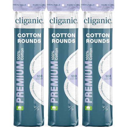 Cliganic Cliganic Premium Cotton Rounds For Face (300 Count) - Makeup Remover Pads, Hypoallergenic, Lint-Free | 100% Pure Cotton (Packaging May Vary)