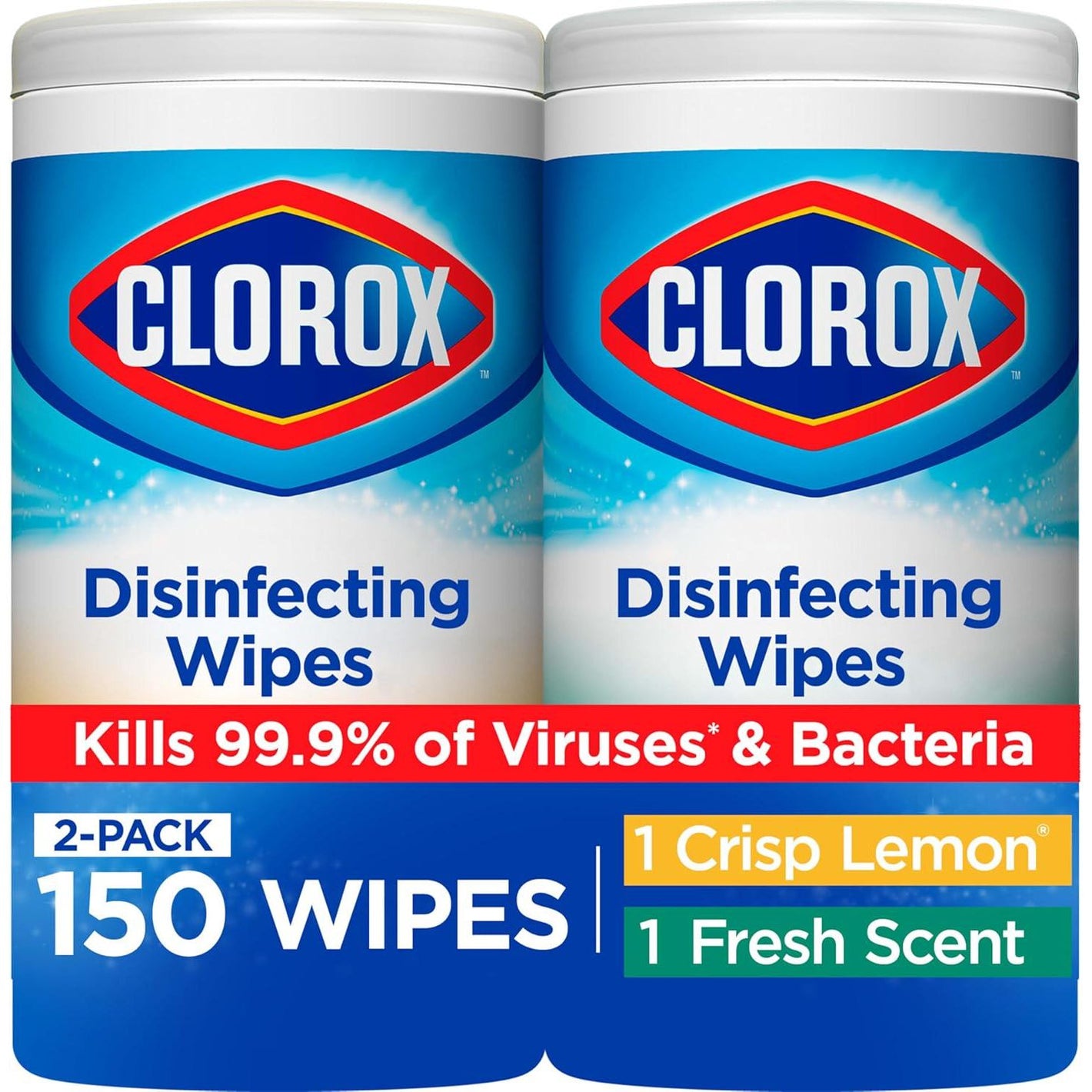 Clorox Disinfecting Wipes, Value Pack, Bleach-Free Cleaning Wipes, 75 Count Each, Pack of 2 (Packaging May Vary)
