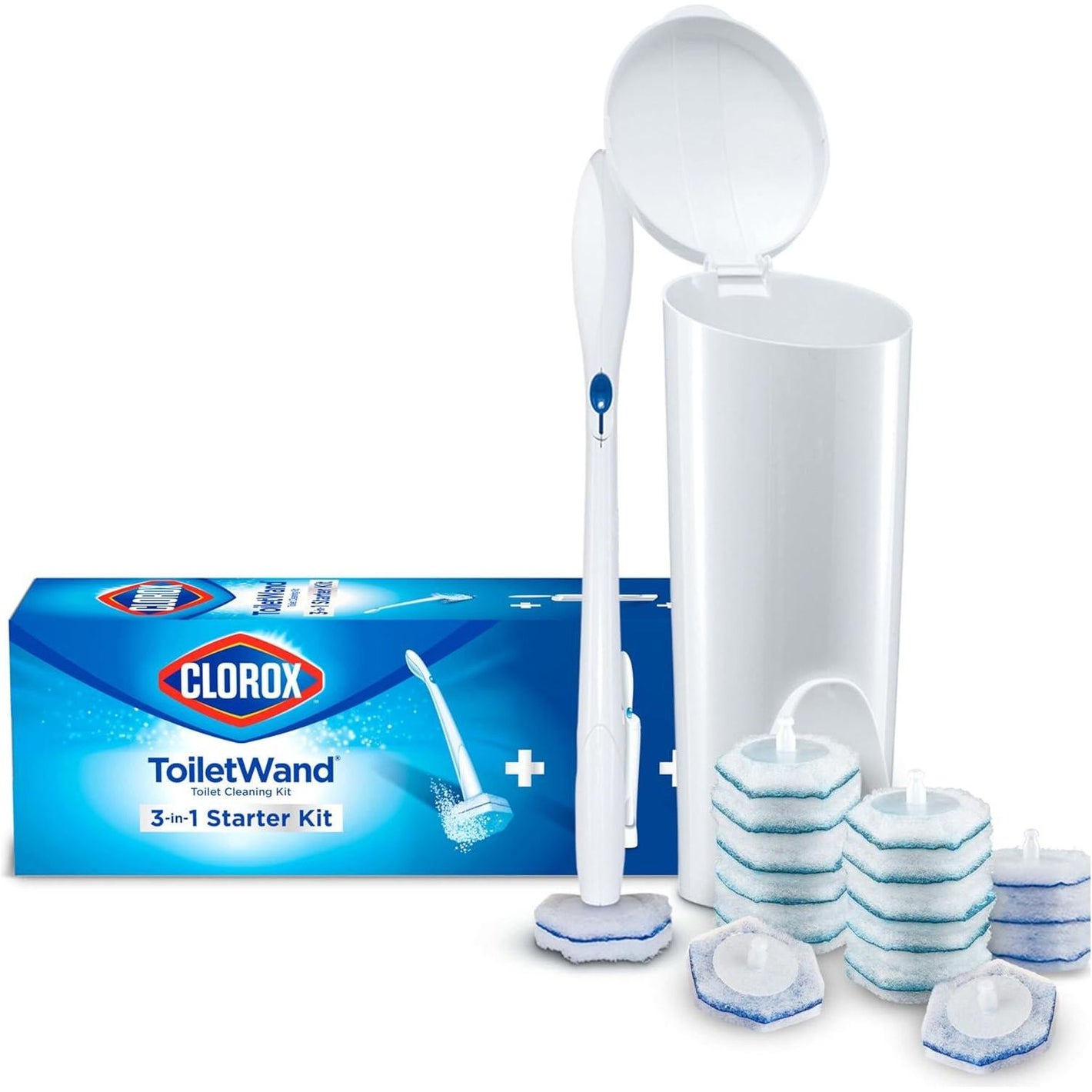 Clorox ToiletWand Disposable Toilet Cleaning System, ToiletWand Storage Caddy & 16 Disinfecting Refill Heads