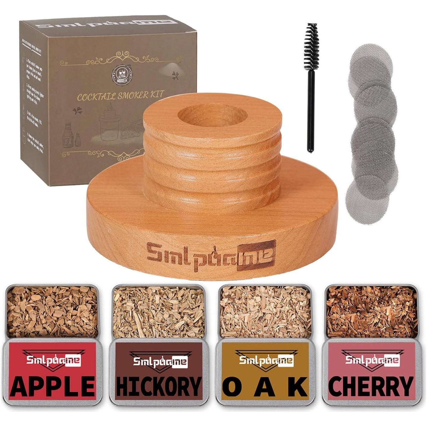 Cocktail Smoker Kit, Old Fashioned Smoker Kit For Bourbon Whiskey Drink, Smoker Infuser Kit With 4 Flavors Wood Chips, Birthday Christmas Gifts For Husband, Men, Dad,