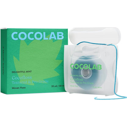 Cocofloss Woven Dental Floss, Mint, Waxed & Expanding, Vegan, Kid-Friendly, Designed by Dentists with Coconut Oil, 33 Yd Spool
