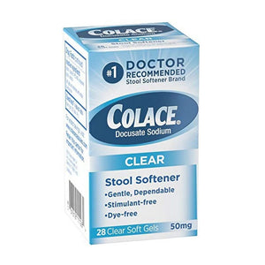 Colace Clear Stool Softener 50mg 28 Softgels