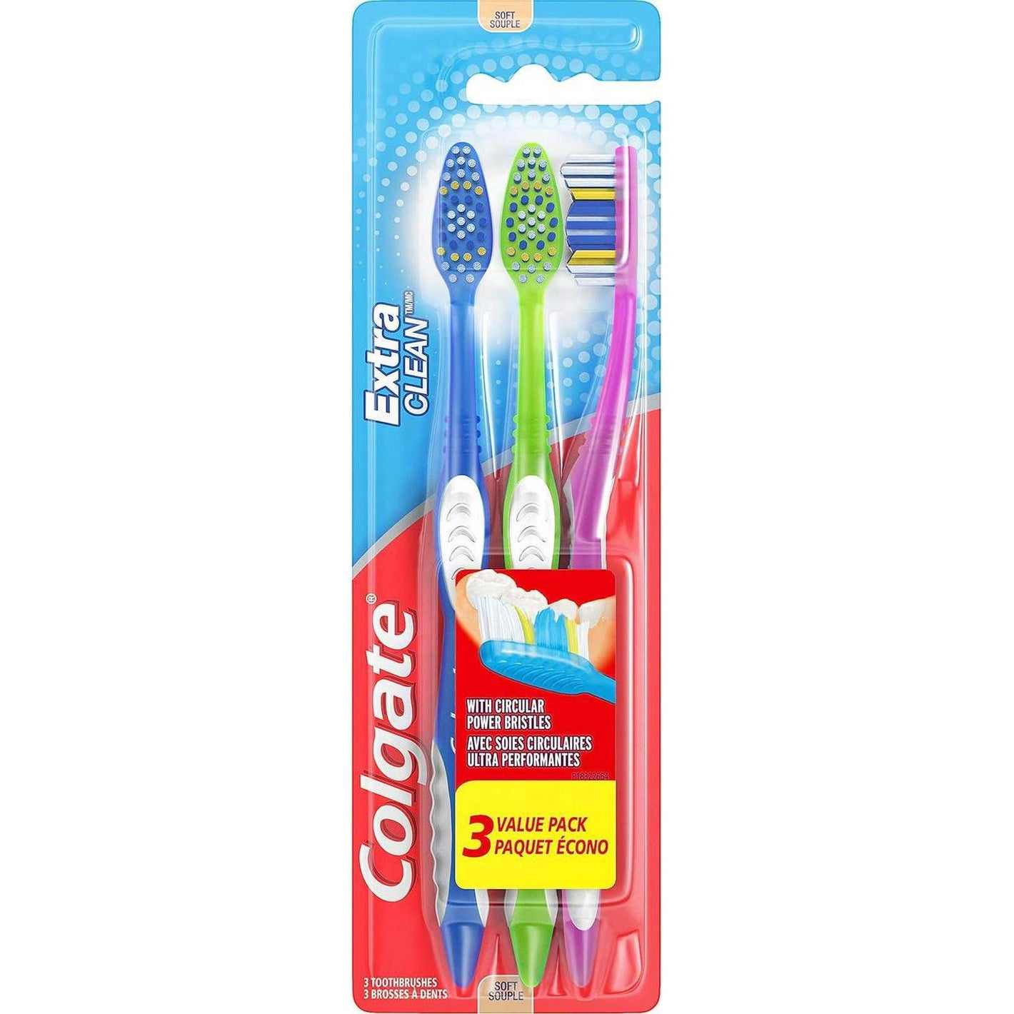 Colgate Colgate Extra Clean Toothbrush, Soft Toothbrush For Adults, 3 Count (Pack Of 1)
