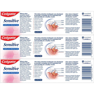 Colgate Sensitive Toothpaste, Complete Protection, Mint, 6oz, Pack of 3