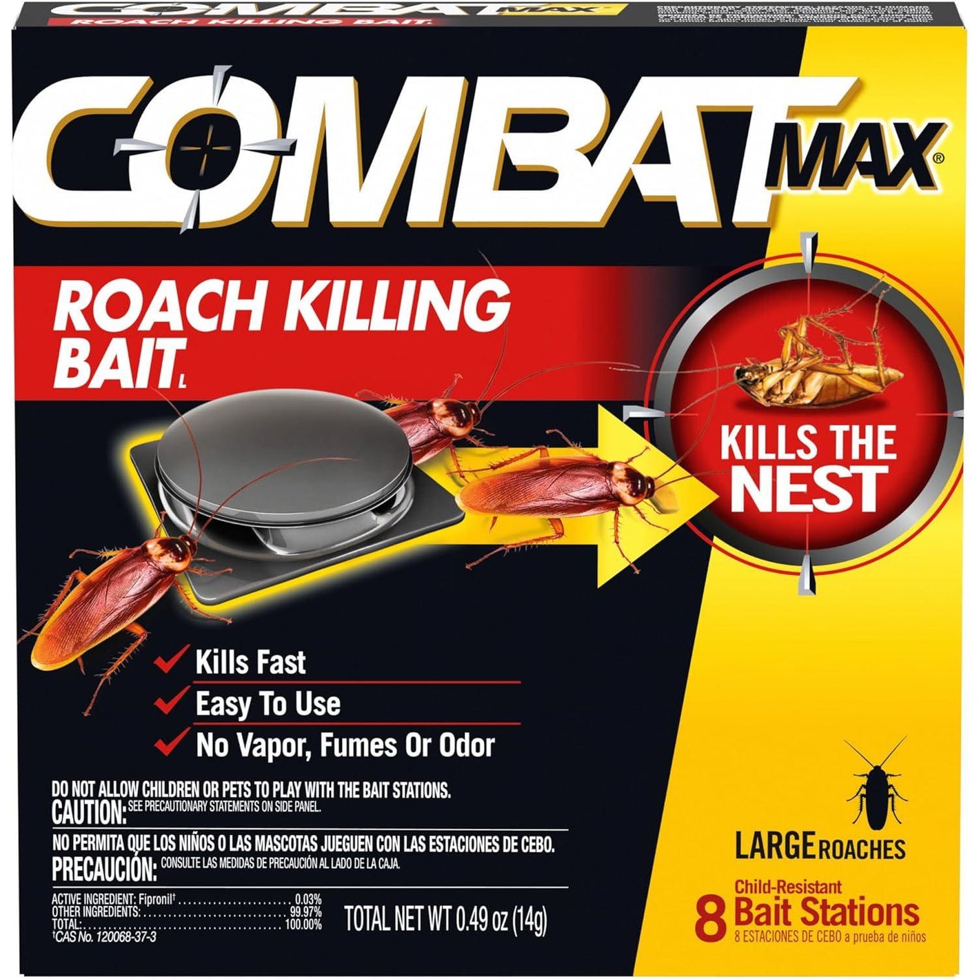 Combat Max Large Roach Killing Bait, 8 Count (Pack Of 1),