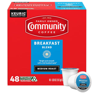 Community Coffee Breakfast Blend Medium Roast, Single-Serve Keurig K-Cup Pods, 48 Count, Rich & Smooth Flavor for Morning Brews