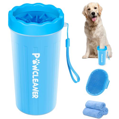 Comotech Dog Paw Cleaner with Bath Brush and Absorbent Towels Adjustable Handle
