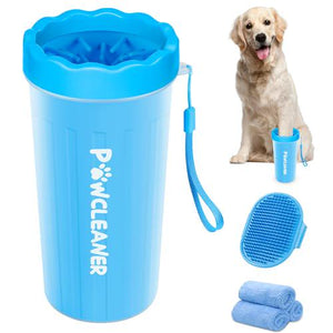 Comotech Dog Paw Cleaner with Bath Brush and Absorbent Towels Adjustable Handle