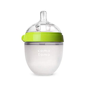 Comotomo Baby Bottle, Single Pack, Green, 5 oz, Soft Silicone, BPA-Free, Easy-Latch Design