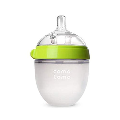 Comotomo Baby Bottle, Single Pack, Green, 5 oz, Soft Silicone, BPA-Free, Easy-Latch Design