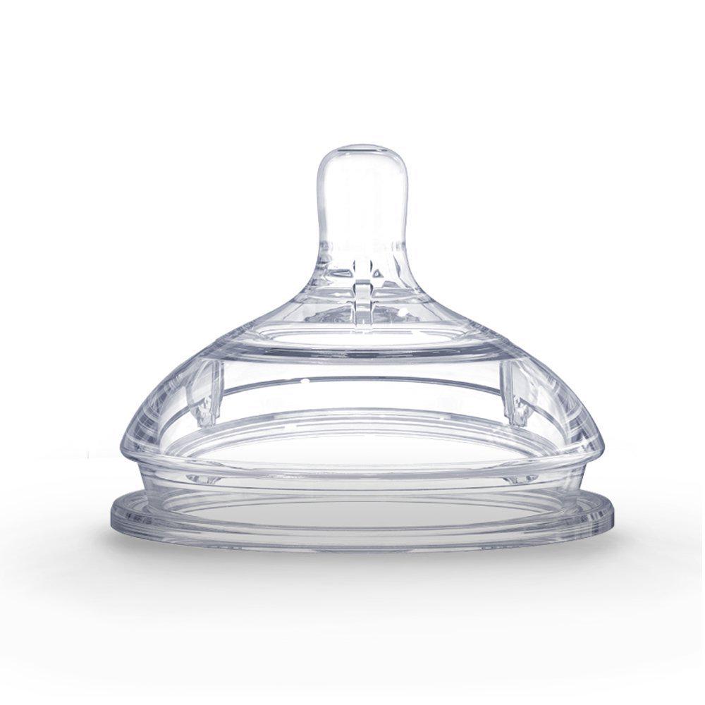 Comotomo Silicone Nipple Fast Flow, 6M+, 2 Count, Clear, BPA-Free Replacement for Baby Bottles, Soft & Safe for Infants